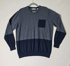 Travis Mathew Sweater Mens XL Blue Crewneck Cotton Cashmere Blend Pullover Golf