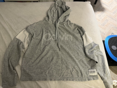 Calvin Klein Performance Women's Gray/White Logo Colorblock Hoodie S/P