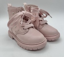 Cat  Jack Combat Boots Amaya Pink Pearl Lace Up Zip Toddler Girls 6 New