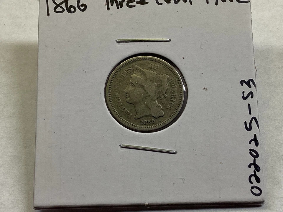1866 Three Cent Nickel Civil War Reconstruction Era Coin 022025 53te - Image 3 of 4