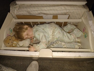 Sweet Dreams Baby Doll Blonde Hair Light Complexion Cradle Teddy Bear