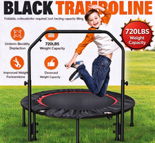 720LBS 40in Foldable Trampoline with Adjustable Handle Capacity Adult Fitness