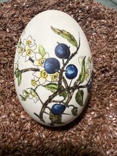 Künstler Osterei Entenei handbemalt signiert 1994 Unikat Blumen Natur Deko