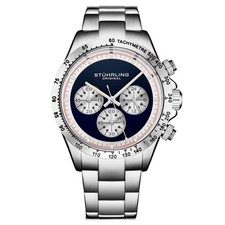 Stuhrling 4066 3 Quartz Chronograph Tachymeter Blue Mens Watch