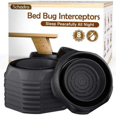 Bed Bug Interceptors 8 Pack Traps 360 Monitor Black Detector Insect Sofa Familys