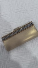 Gold evening clutch with rhinestone bow rigid formal party event bag eveningwear