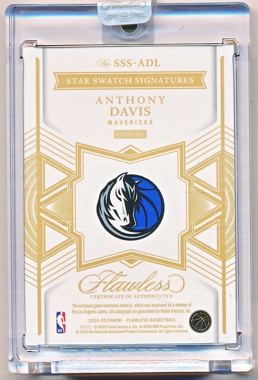 2024-25 Flawless Anthony Davis Star Swatch Signatures Patch Auto #SSSADL (25/25) view 2