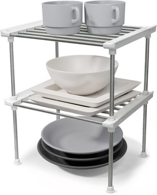 carrotez Cabinet Organizer Shelf, Set of 2 Stackable Kitchen Counter Shelves,...