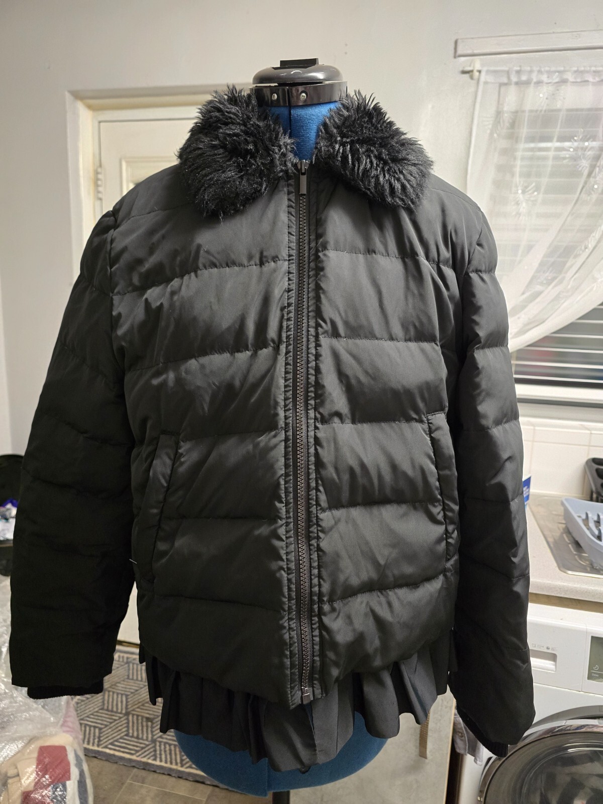 French Connection Penny Puffer Down Jacket in Black Size UK 12