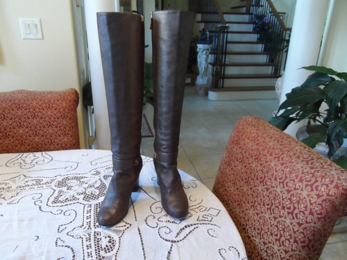 Chanel Gold/Copper Metallic Lambskin Leather Knee High Boots SIze EU 40- US 10 - Picture 2 of 24