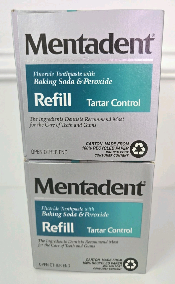 Mentadent Tartar Control Toothpaste 2 Refill Packs New Old Stock 10.4 ...