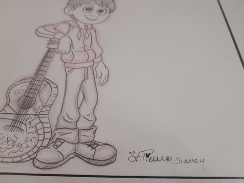 Original Hand Drawn Disney's COCO Drawing Of Miguel Signed St. Pierre Matted - Picture 11 of 12