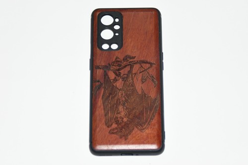 OnePlus 9 Pro Wooden phone case Rosewood Carved Bat Animal Goth - Picture 2 of 6