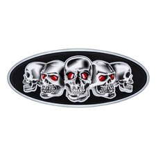 Emblema de calavera fundido a presión cromado - negro