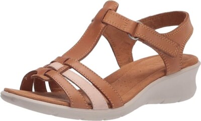 ECCO Women 10 - 10.5  Finola Brown  Leather Wedge Sandals Comfort (41) NEW NIB