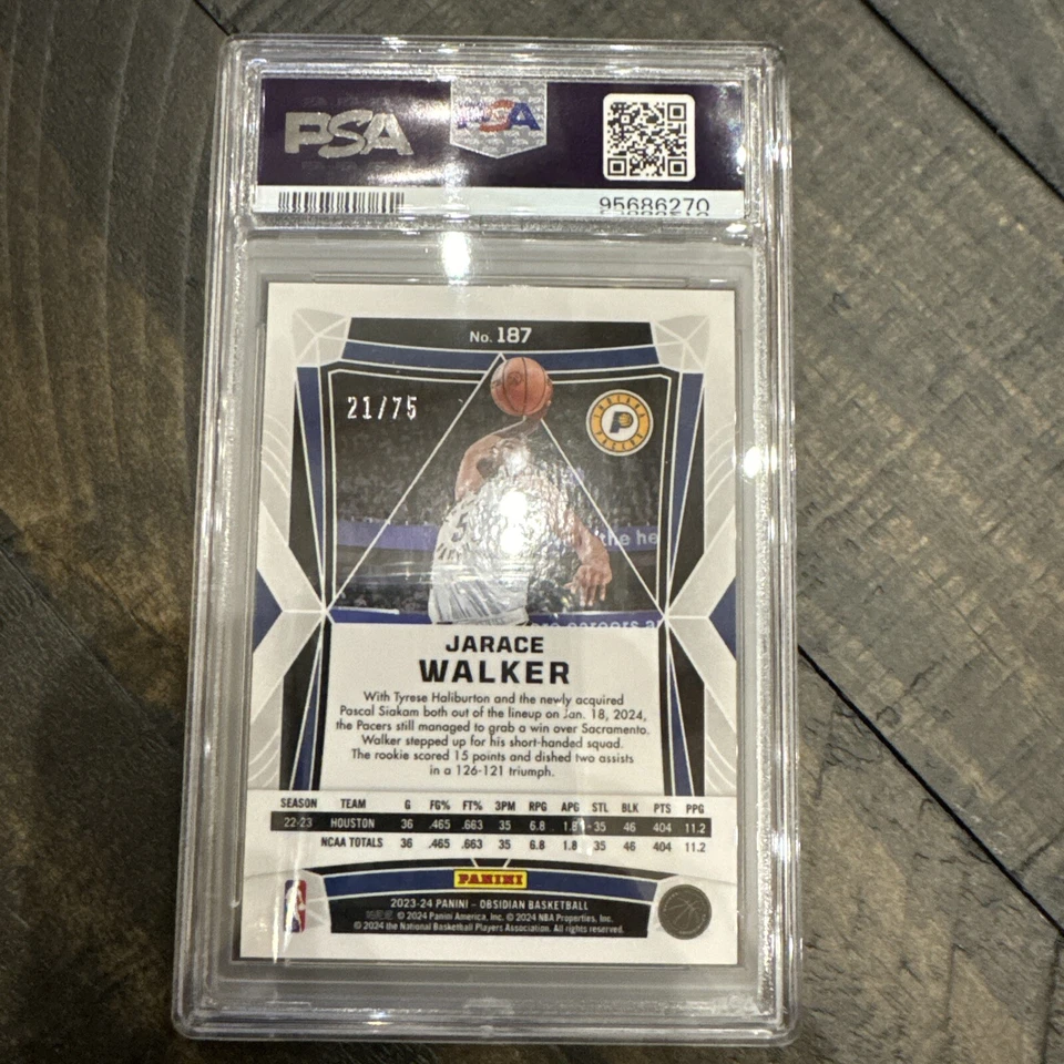 2023 Panini Obsidian Jarace Walker EE Reggae Flood /75 RC #187 PSA 10 Gem Mint - Image 2 of 3