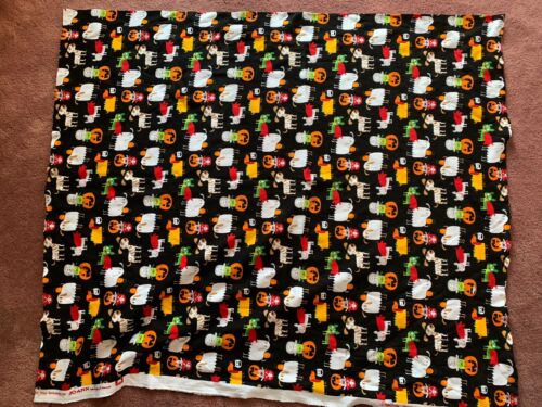 Halloween Dogs On Black Ground Joann Stretch Fabric 34” X 60” W - Picture 2 of 3