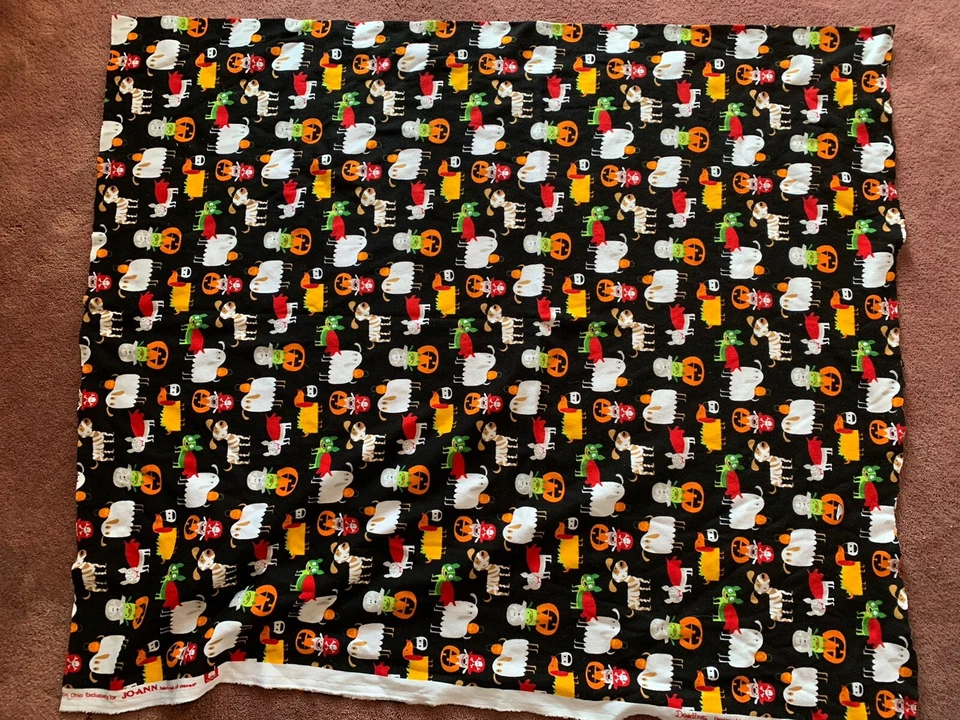 Halloween Dogs On Black Ground Joann Stretch Fabric 34” X 60” W - Image 2 of 3