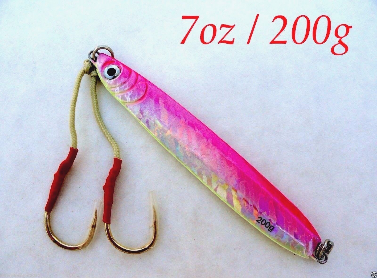1-10 pcs Knife Jigs 7oz /200g Pink Vertical Speed Saltwater Fishing Lures 