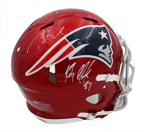Tom Brady &  Rob Gronkowski Signed New England Patriots Speed Auth Flash Helmet