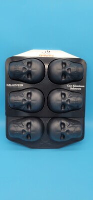 Skull Mold Cast Aluminum Bakeware Way To Celebrate Halloween 6 Cavity Nonstick