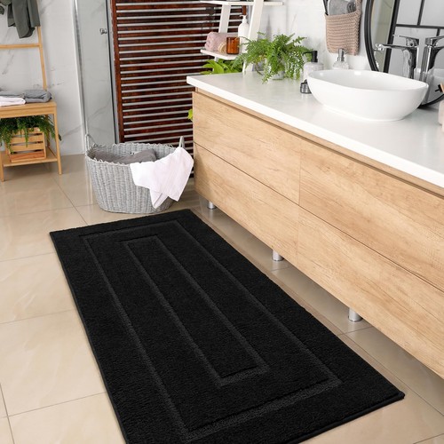 HOMORE Black Bathroom Rug 24x60 Inch Soft Absorbent Bathroom Runner Rug Washa... - Picture 3 of 7