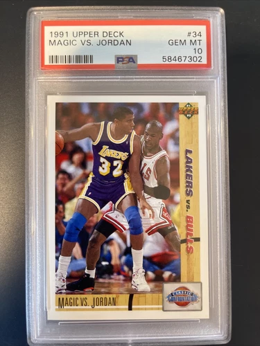 1991 Upper Deck Magic Johnson VS Michael Jordan Card #34 PSA 10 GEM MINT LOW POP