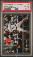 2023 Topps Black & White #28 Nolan Jones Background Color /49 RC Rookie PSA 8