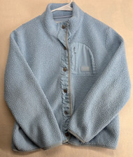 Abercrombie  Fitch Kids Sherpa Snap Button Front Sweater Pale Blue Size 15/16