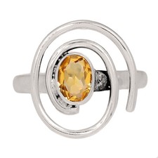 Natural Citrine - Brazil 925 Sterling Silver Ring OSA1 s.8 CR65378