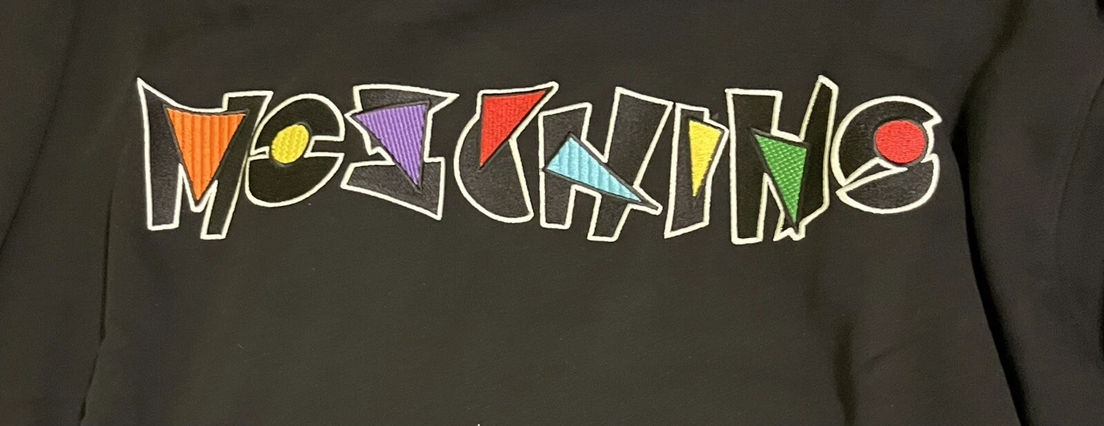 Felpa nera con cappuccio Moschino Jeremy Scott Memphis logo taglia 46 US XL