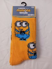 Minions Print Novelty Crew Socks, Men  s Size 6-12, New
