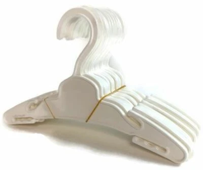12 White Plastic Hangers (1 Dozen) for 18 inch Doll Clothes Girl Boy Accessory