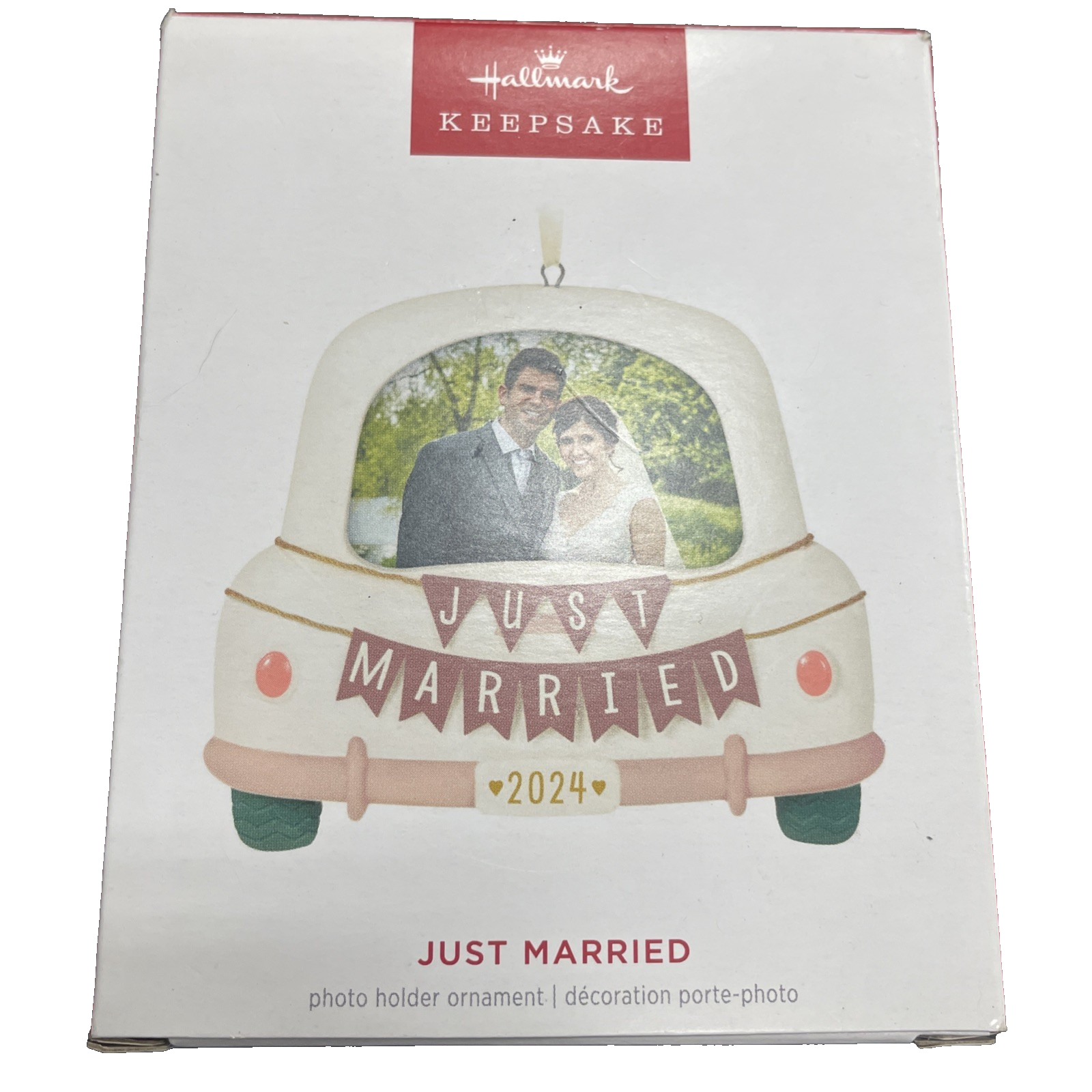 Just Married Porcelain Photo Frame Keepsake Ornament 2024 Wedding Gift