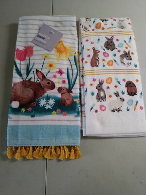 Celebrate Easter   Bunny Kitchen Towel 2 Pack Great Gift