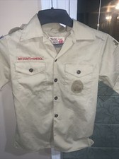 Boy Scout BSA UNIFORM Tan SHIRT Youth Medium Short Sleeve U37