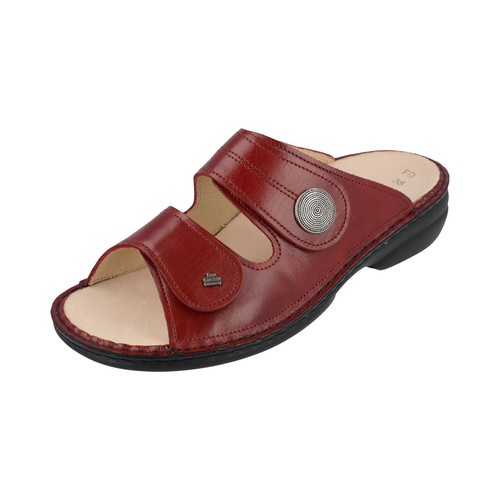 Finn Comfort Zanzibar Sandali Donna Blu Con Tacco 4 Cm, Chiusura Velcro, Pelle E Sintetico