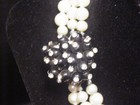 DeNicola Necklace Vintage Triple Pearls Big Rhinestone Studded Clasp Hand Knot — photo 7