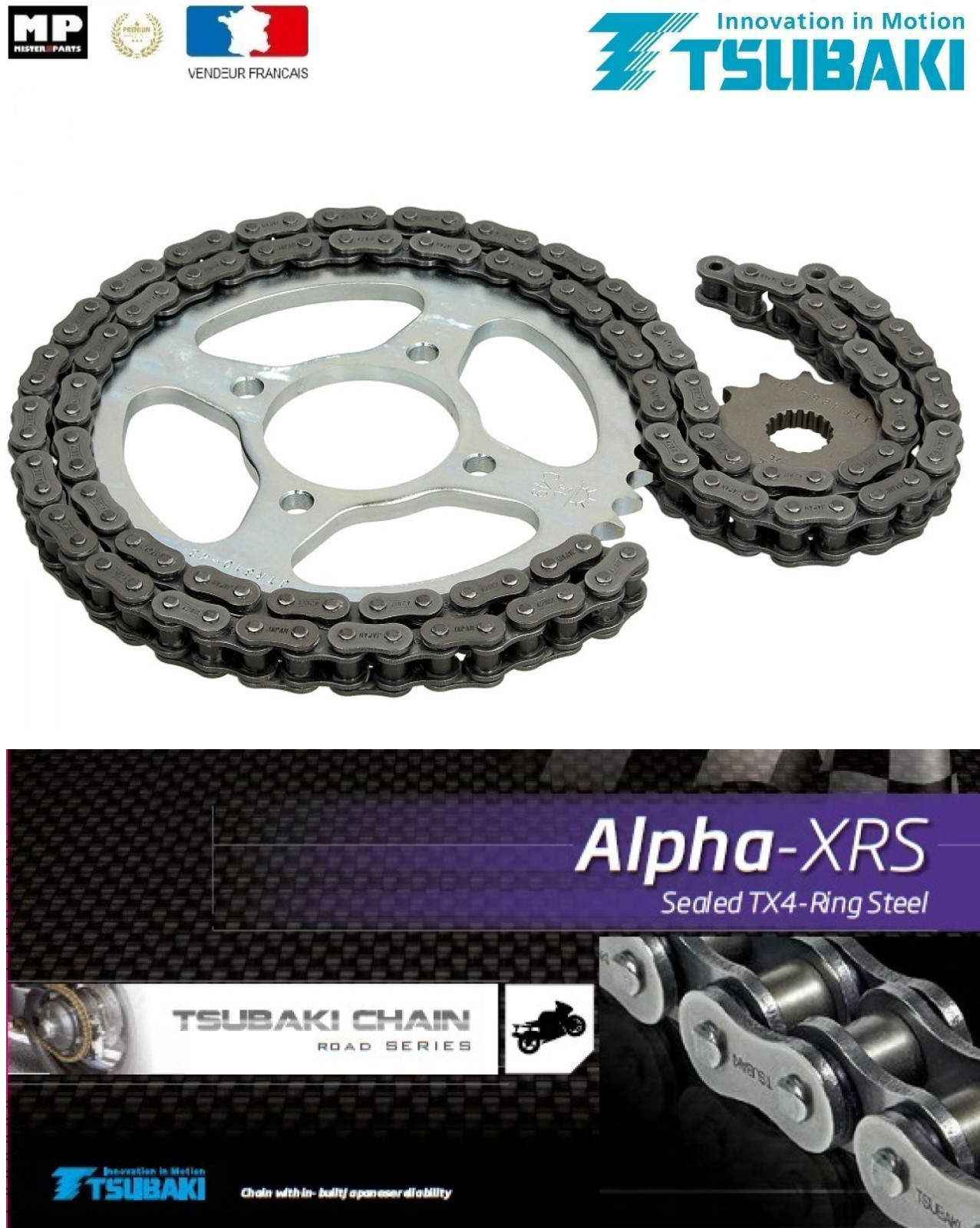 Kit chaine anti usure Xring noir pour moto Suzuki GSX 1200