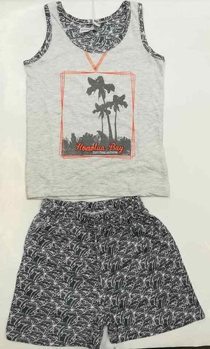 Schlafanzug Sommer Junge Sbracciato A Muskelshirt Aus 100% Baumwolle - Picture 2 of 15