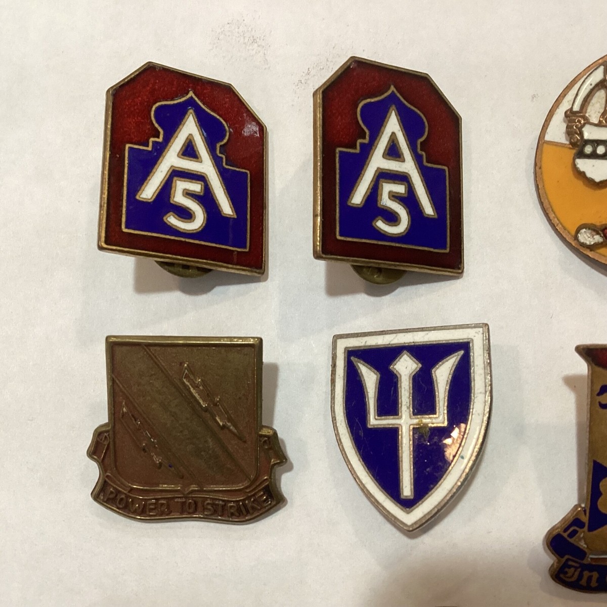 Lot of 20 WWII World War 2 US Army Brass & Enamel Insignia