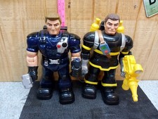 Vintage 2002 Hap-P-Kid  Fireman & 2010 Policeman 15" Robots *Untested*
