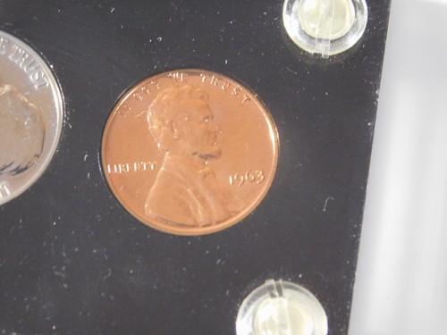 VINTAGE 1963 HALF DOLLAR QUARTER DIME NICKEL CENT US COINS PROOF SET - Picture 7 of 14