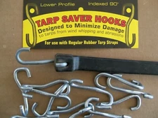 Tarp Saver Hooks - Lay Flat Hooks for Black Rubber Straps - Minimize Tarp Damage