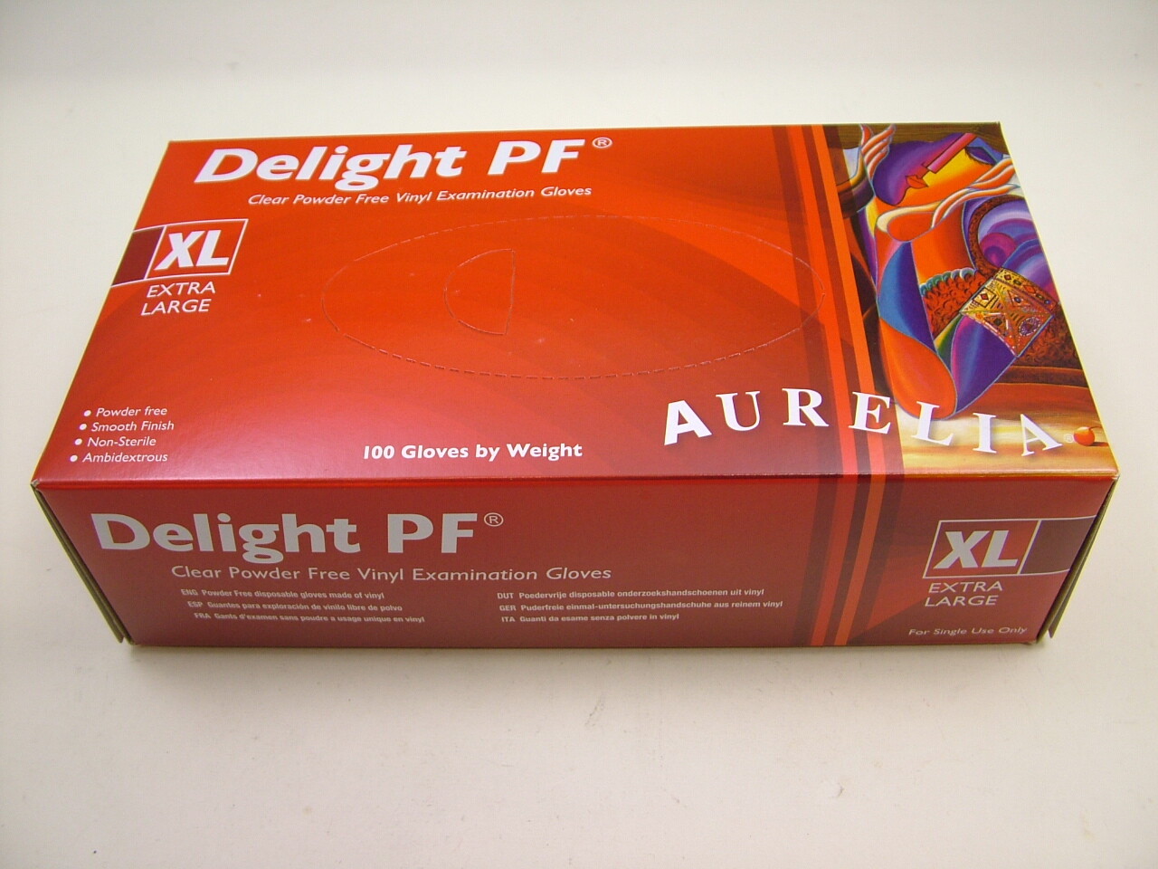 Box 100 Disposable clear vinyl gloves Size 10 XL Powder free Strong- 5.0gm