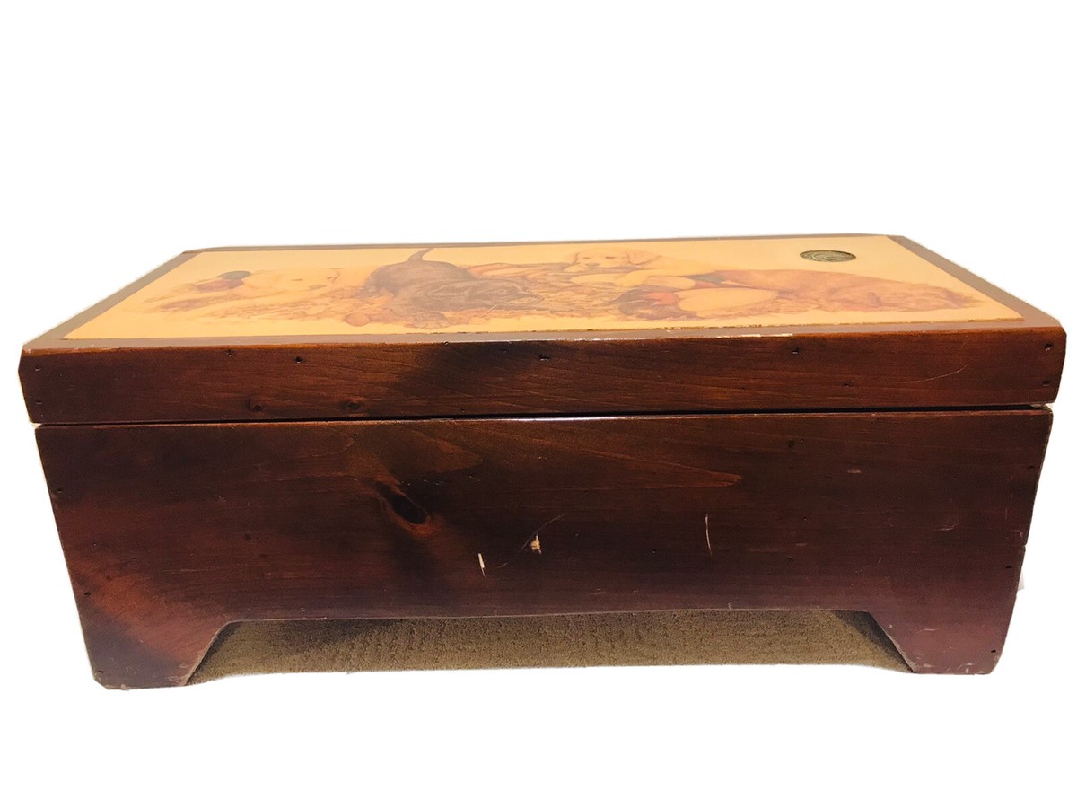 Unknown アンティーク トランク ボックス 犬 dog ビンテージ Vintage Ducks Unlimited Wooden Chest Box Lab Retriever Puppies
