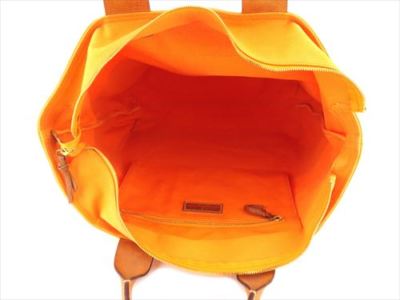 miu miu オレンジ トートバッグ Miu Miu Tote bag Orange Canvas Leather Woman unisex