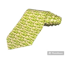 Fishing Fish Necktie Mens Green Gold Fathers Day Dad Pisces Wedding Tie Outdoors