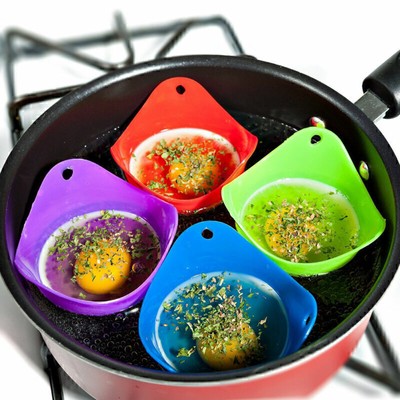 4X Silicone Egg Cooking Poacher Poached Egg Maker For Kitchen Microwave