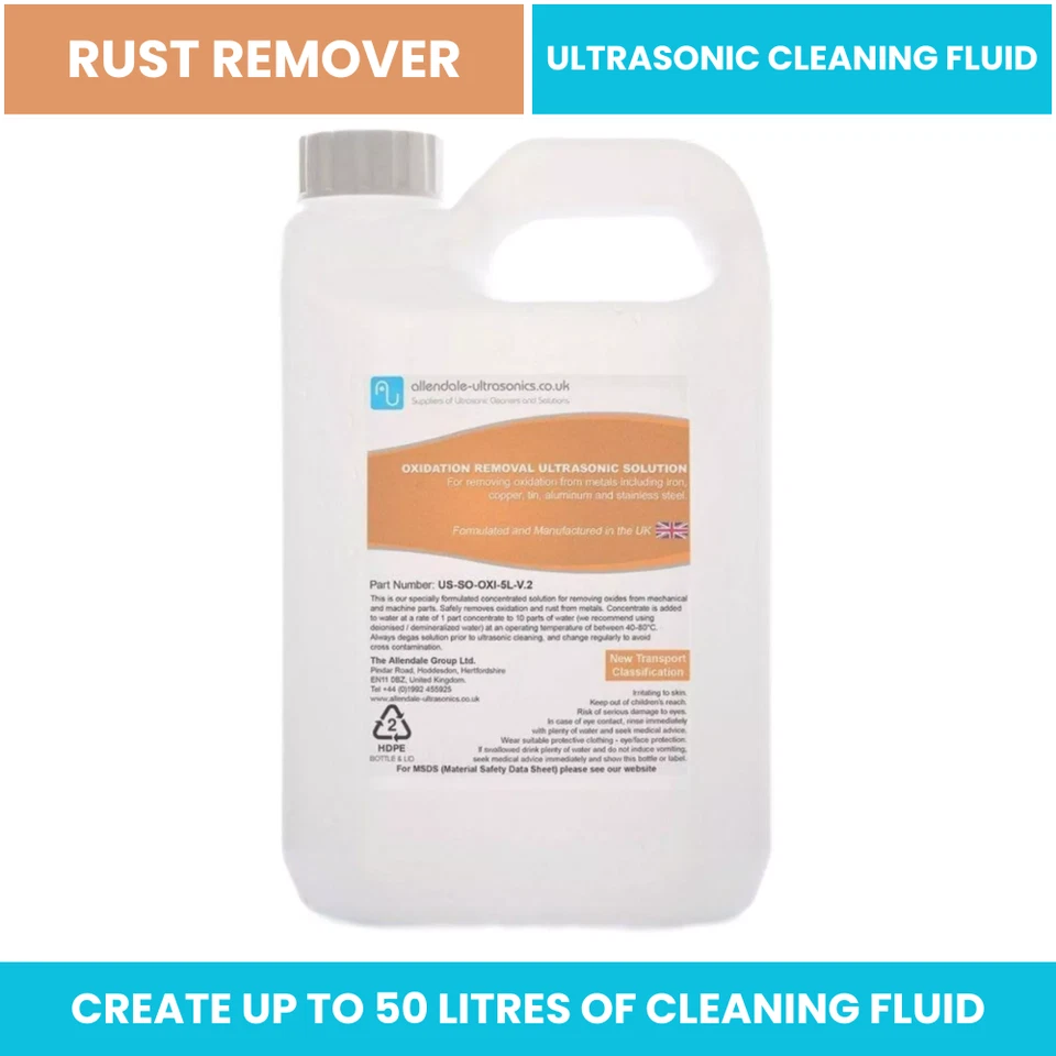 ALLENDALE ULTRASONICS Ultrasonic cleaner fluid rust remover oxide ultrasonic liquid solution 5 Litres